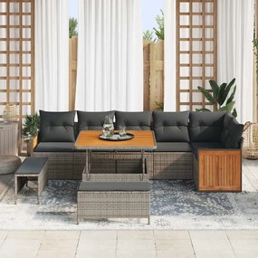vidaXL Σετ Καναπέ Κήπου με μαξιλάρι 9 pcs Γκρι 100 x 100 x 71 cm