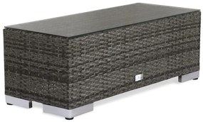 Τραπεζάκι εξωτερικού χώρου Comfort Garden 1379, 32x38x90cm, Γκρι, Επεξεργασμένο γυαλί, Πλαστικό ψάθινο