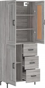vidaXL Ντουλάπι Γκρι Sonoma 69,5 x 34 x 180 εκ. Επεξεργασμένο Ξύλο
