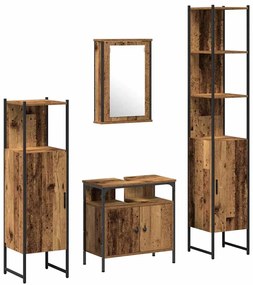 vidaXL Σετ Επίπλων Μπάνιου 4 pcs Παλαιό ξύλο 33 x 33 x 185.5 εκ