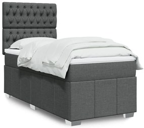 vidaXL Κρεβάτι Boxspring με Στρώμα Σκούρο Γκρι 100x200 εκ. Υφασμάτινο