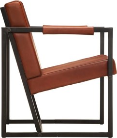 vidaXL Πολυθρόνα Καφέ από Γνήσιο Δέρμα