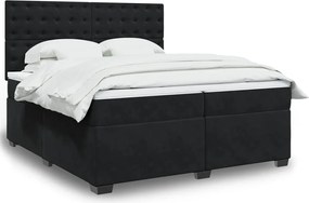 vidaXL Κρεβάτι Boxspring με Στρώμα Μαύρο 200x200 εκ. Βελούδινο