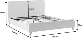 Κρεβάτι διπλό Restel pakoworld ύφασμα γκρι 160x200εκ