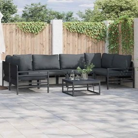 vidaXL Σετ Καναπέ Κήπου με μαξιλάρι 6 pcs Μαύρο Ατσάλι