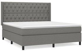 vidaXL Κρεβάτι Boxspring με Στρώμα Σκούρο Γκρι 160x200 εκ Υφασμάτινο