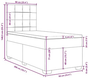 Κρεβάτι Boxspring με Στρώμα Σκούρο Καφέ 90x200 εκ. Υφασμάτινο - Καφέ