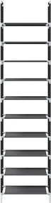 vidaXL Ράφι παπουτσιών 10 επιπέδων μαύρο 44x28x180 cm