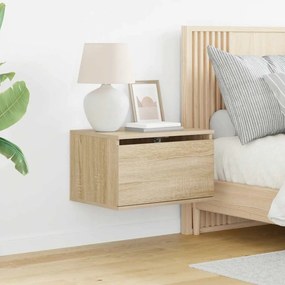vidaXL Κομοδίνο Επιτοίχιο με Φώτα LED Sonoma Δρυς