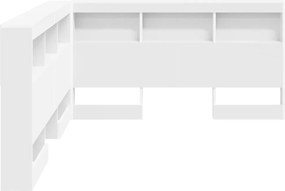 vidaXL Κεφαλάρι Αποθήκης με ράφι Λευκό 135 cm Επεξεργασμένο ξύλο