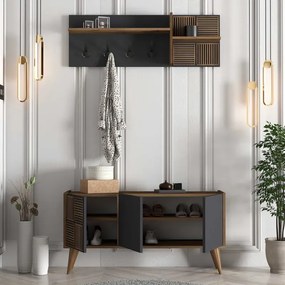 Stewehome Έπιπλο Εισόδου Λευκό με Κρεμάστρες &amp;amp; Ντουλάπι 120x35x60 cm