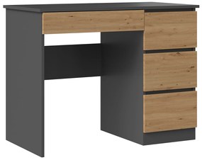 Τραπέζι γραφείου Mandeville D111, Με συρτάρια, 76x98x51cm, 22 kg, Artisan βελανιδιά, Ανθρακί | Epipla1.gr
