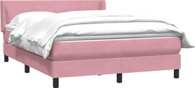 vidaXL Κρεβάτι Boxspring με Στρώμα Ροζ 140x210 εκ. Βελούδινο