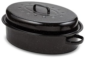 Γάστρα Εμαγιέ Με Καπάκι 10-053-001 Οβάλ 42Χ32cm Black Nava Aluminium