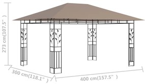 vidaXL Κιόσκι με Αντικουνουπικό Δίχτυ Taupe 4x3x2,73 μ. / 180 γρ./μ²