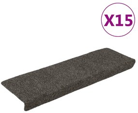vidaXL Πατάκια Σκαλιών Αυτοκόλλητα 15 τεμ. Ανθρακί Ορθογώνια Άκρη 65x21x4 εκ.