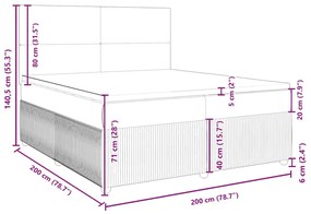 Κρεβάτι Boxspring με Στρώμα Μαύρο 200x200 εκ. Υφασμάτινο - Μαύρο