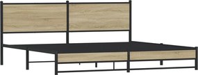 vidaXL Σκελετός Κρεβ. Χωρίς Στρώμα Sonoma Δρυς 193x203 εκ. Μεταλλικό