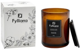 Αρωματικό Κερί FL80105 Fylliana &quot;Σανδαλόξυλο &amp; Γιασεμί&quot; σε Γυάλινο Βάζο 220gr Καφέ Χρώμα με Συσκευασία Δώρου Φ8x10,5 εκ. 8x8x10.5 εκ.