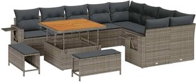 vidaXL Σετ Καναπέ Κήπου 12 pcs Γκρι συνθετικό ρατάν