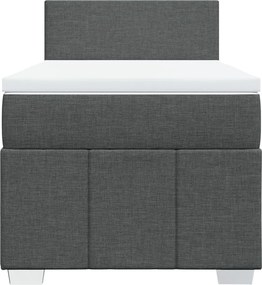 vidaXL Κρεβάτι Boxspring με Στρώμα Σκούρο Γκρι 90x190 εκ. Υφασμάτινο