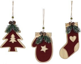 Χριστουγεννιάτικα Κρεμαστά Διακοσμητικά Ξύλινα 18cm Σε 3 Σχέδια