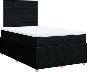 vidaXL Κρεβάτι Boxspring με Στρώμα Μαύρο 120x190 εκ. Υφασμάτινο