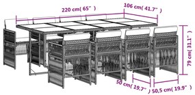 vidaXL Σετ Τραπεζαρίας Κήπου 9 τεμ Μαύρο από Συνθ. Ρατάν με Μαξιλάρια