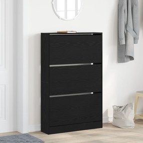 vidaXL ντουλάπα παπουτσιών Μαύρο Δρυς 80x21x125,5 εκ Επεξεργασμένο ξύλο