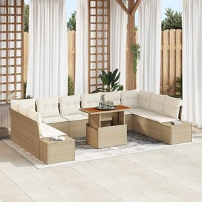 vidaXL Σετ Καναπέ Κήπου 11 pcs Μπεζ, Κρέμα 100 x 55 x 73 εκ