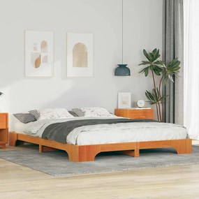 vidaXL Κρεβάτι δαπέδου Καφέ 160 x 220 cm Μασίφ ξύλο πεύκου
