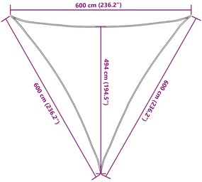 Πανί Σκίασης Taupe 6 x 6 x 6 μ. από HDPE 160 γρ./μ² 311432