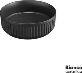 Bianco Ceramica Etna-S 33136 Black Matt Ø36 - Επιτραπέζιος νιπτήρας μπάνιου