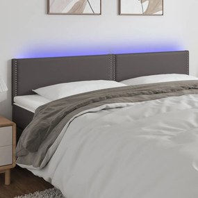 Κεφαλάρι Κρεβατιού LED Γκρι 180x5x78/88 εκ. από Συνθετικό Δέρμα - Γκρι