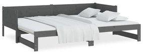 vidaXL Καναπές Κρεβάτι Συρόμενος Γκρι 2x(90x200) εκ. από Μασίφ Πεύκο