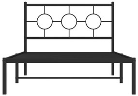 Πλαίσιο Κρεβατιού με Κεφαλάρι Μαύρο 107 x 203 εκ. Μεταλλικό - Μαύρο