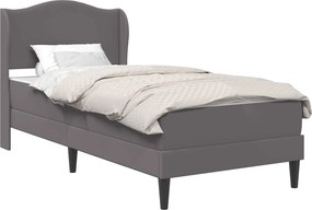vidaXL Σκελετός κρεβατιού με στρώμα Γκρι 80 x 200 cm Τεχνητό Δέρμα