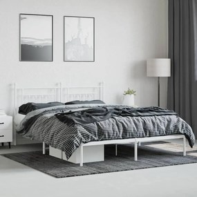 vidaXL Πλαίσιο Κρεβατιού με Κεφαλάρι Λευκό 180x200 εκ. Μεταλλικό