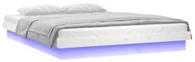 vidaXL Πλαίσιο Κρεβατιού με LED Λευκό 140 x 190 εκ. από Μασίφ Ξύλο