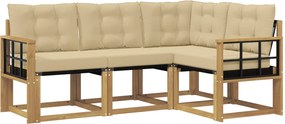 vidaXL Σειρά Καναπέ Εξωτερικού με μαξιλάρι 4 pcs Λευκό και Μπεζ