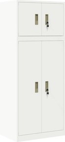 vidaXL Ντουλάπι αποθήκευσης 2 τμχ. Λευκός 60 x 40 x 145 εκ Ατσάλι