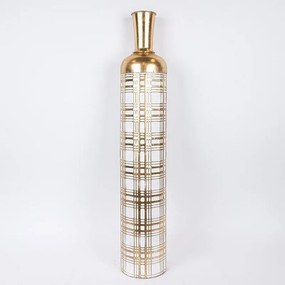 Βάζο Μεταλλικό 752-22050 15.7x15.7x86.3cm Gold-White Estheti Home Metal
