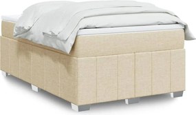 vidaXL Κρεβάτι Boxspring με Στρώμα Κρεμ 120x190 εκ. Υφασμάτινο