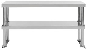 VidaXL Ράφι Επιτραπέζιο για Πάγκο Διώροφο 120x30x65 εκ. Ανοξ. Ατσάλι