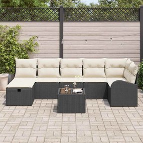 vidaXL Σετ Καναπέ Κήπου με μαξιλάρι 8 pcs Μαύρο Πολυ ράταν