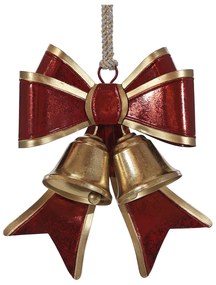 Χριστουγεννιάτικο Κρεμαστό Φιόγκος Με Καμπάνες 23cm