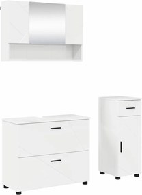 vidaXL Σετ Επίπλων Μπάνιου 3 τμχ. Υψηλής γυαλάδας λευκό