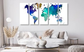 5 μέρη εικόνα florcolor χάρτης του κόσμου σε ακουαρέλα - 200x100