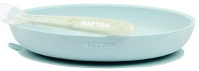 Σετ φαγητού silicon πιάτο-κουτάλι (πράσινο-μπλε) NATTOU