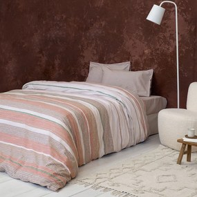 Σεντόνια Μονά (Σετ) Nima Bed Linen Pedra Μπεζ,Σομόν ΧΩΡΙΣ ΛΑΣΤΙΧΟ 170x260